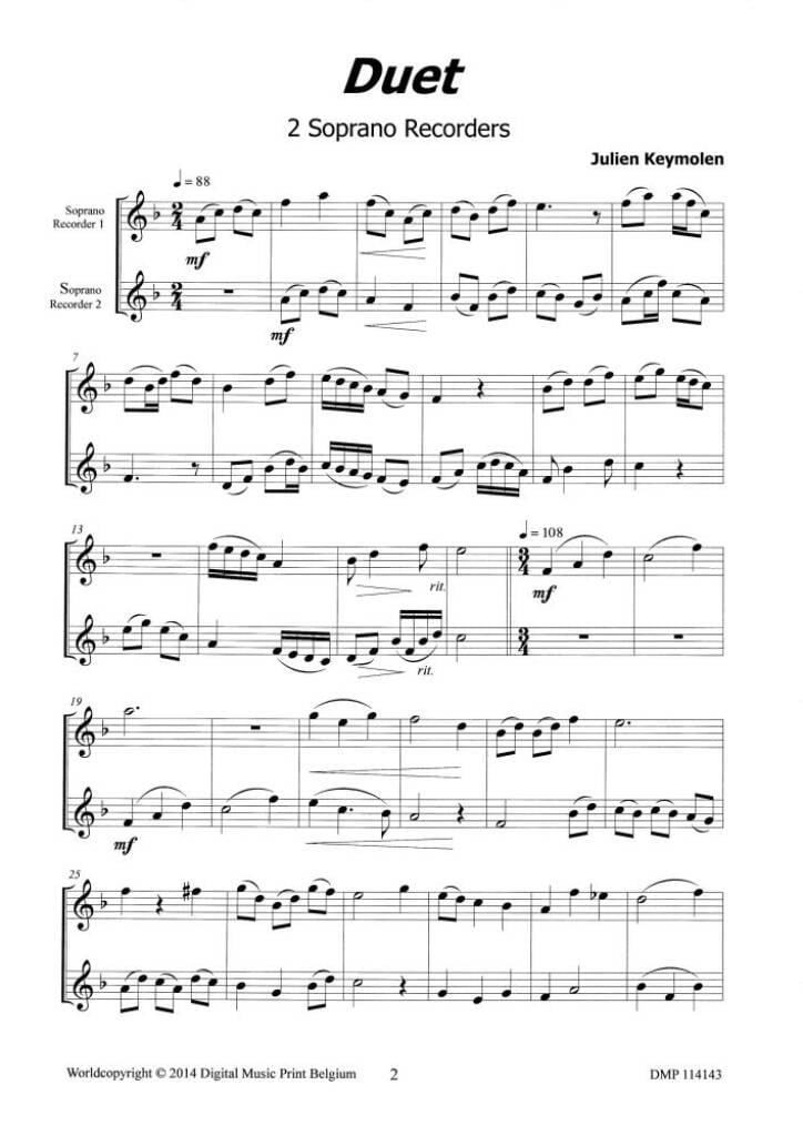 Duet For 2 Soprano Recorders